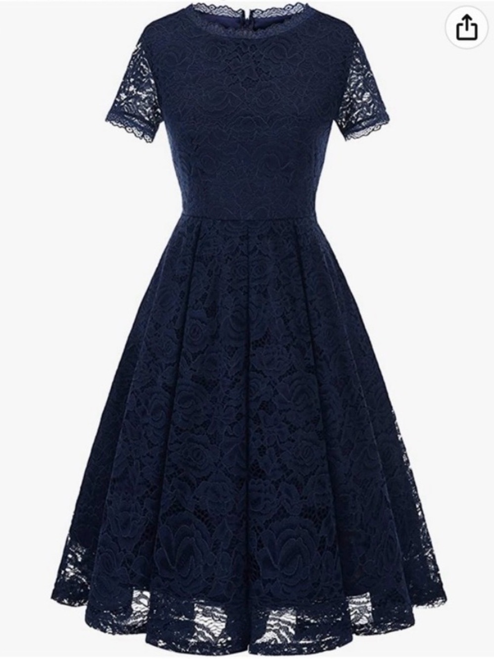 Wedding Guest Navy Lace Fit-and-Flare Dress
